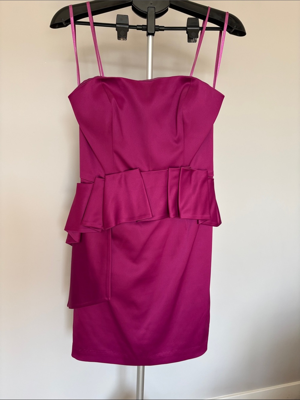 Strapless Peplum Sheath Dress in Fuchsia
